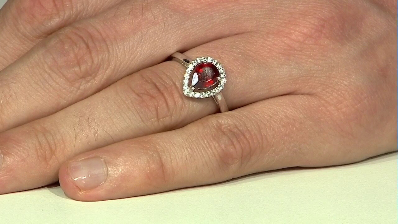 Video Hessonite Garnet Silver Ring