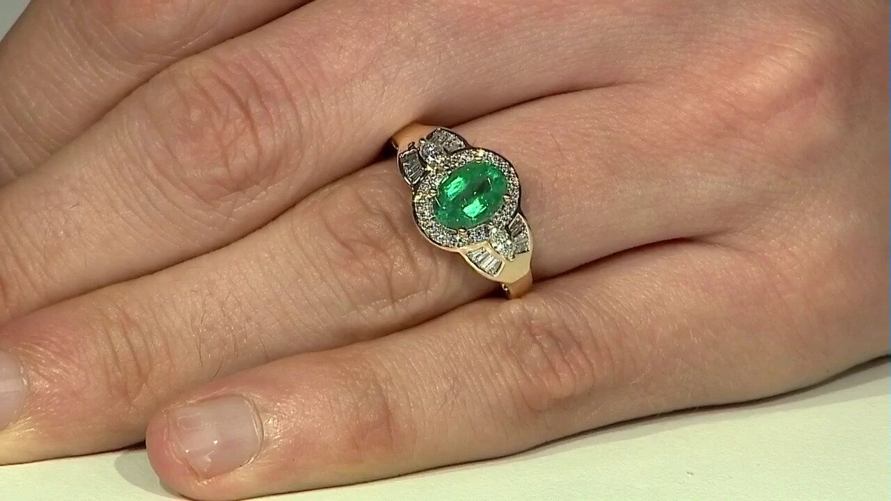 Video 18K AAA Zambian Emerald Gold Ring (D'vyere)