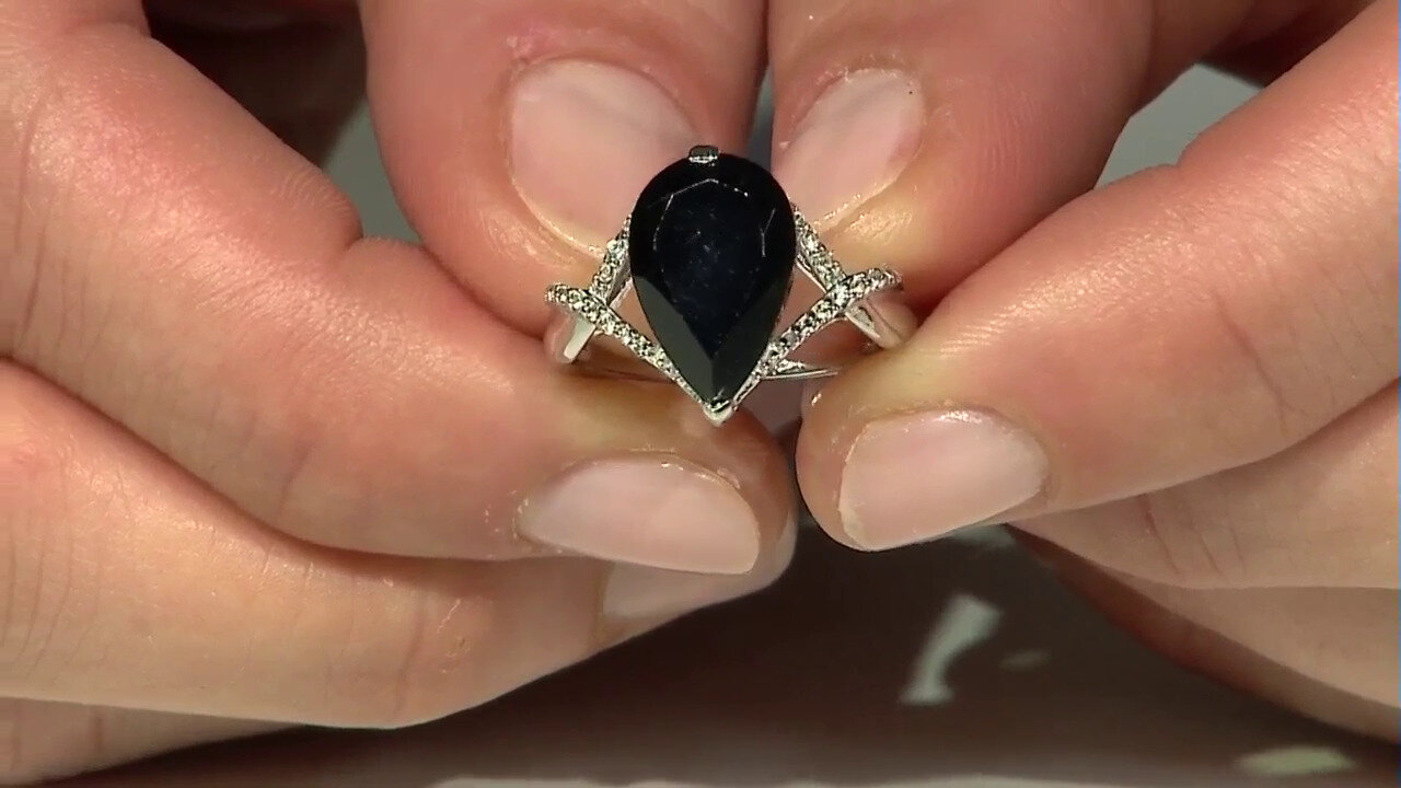 Video Zilveren ring met een zwarte spinel