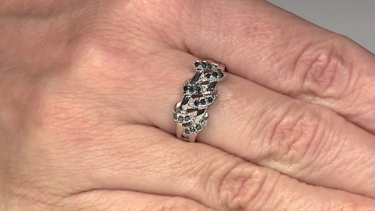 Video Anillo en plata con Diamante azul rey