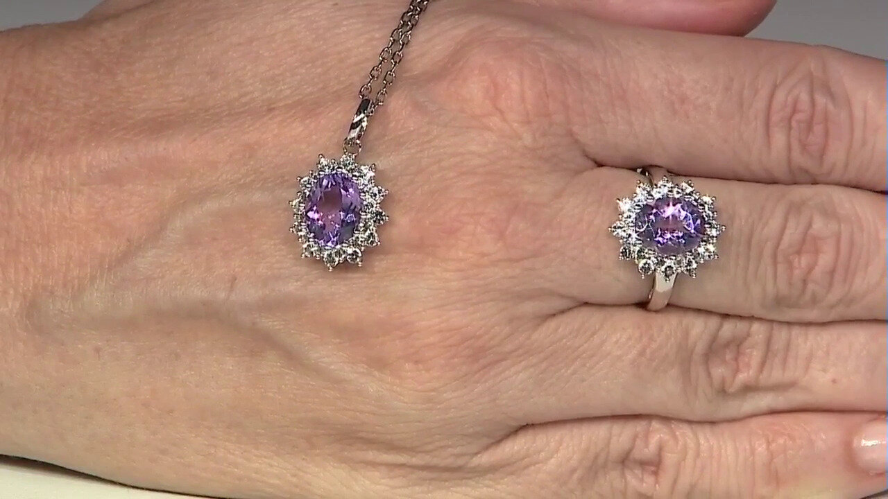 Video Bague en argent et Améthyste Rose de France