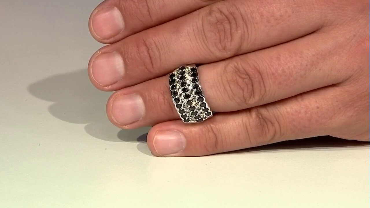 Video Black Spinel Silver Ring