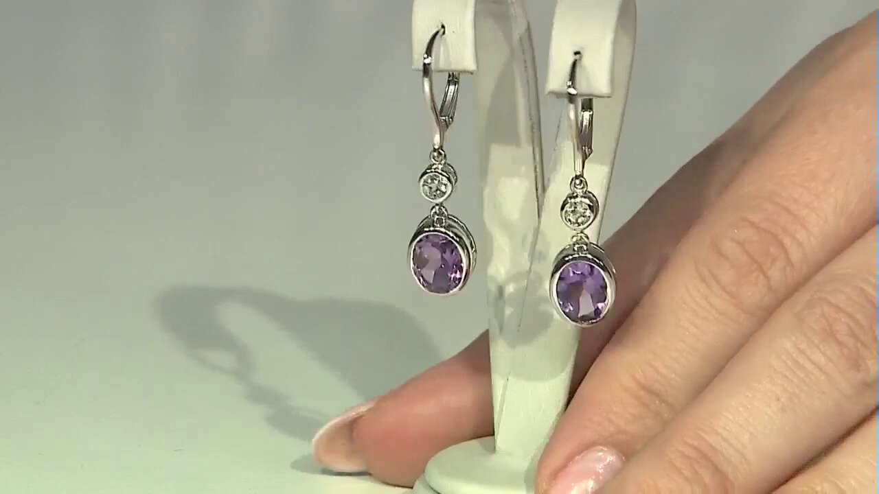 Video Amethyst Silver Earrings