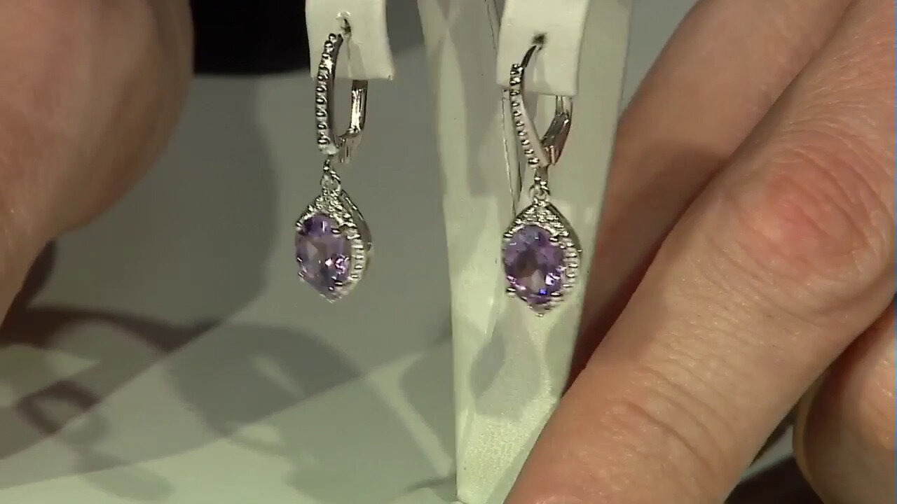 Video Rose de France Amethyst Silver Earrings