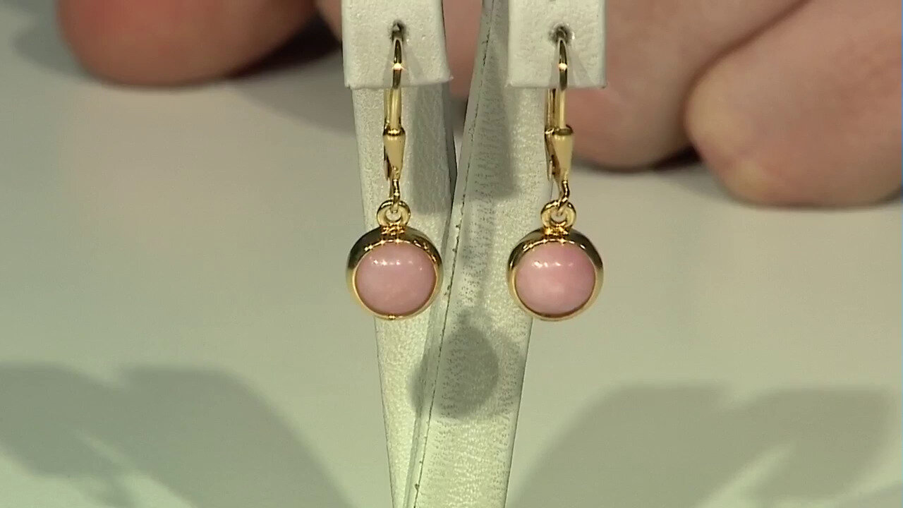 Video Pink Opal Silver Earrings