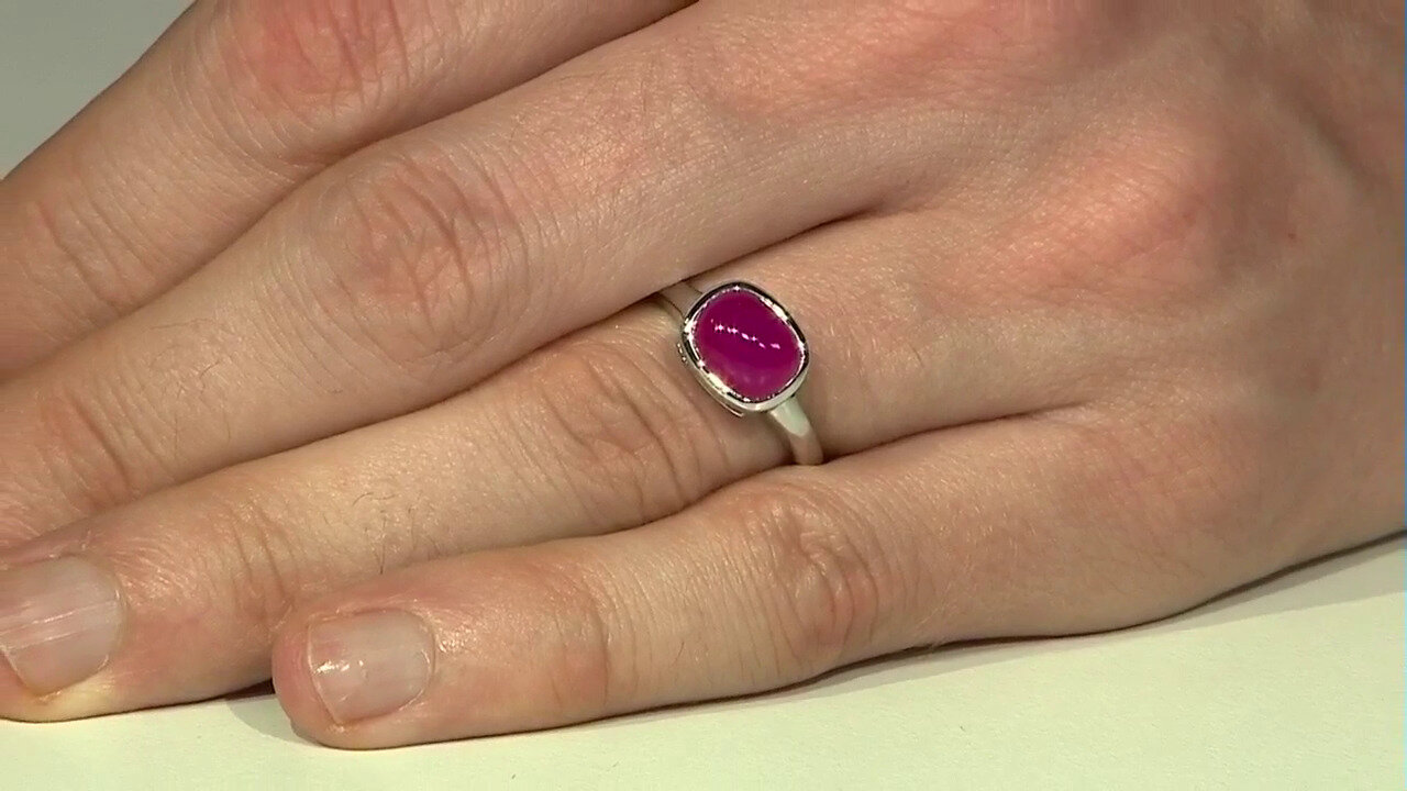 Video Bague en argent et Calcedoine framboise