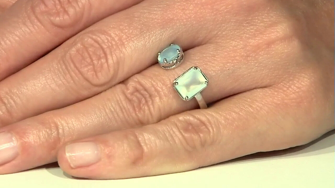 Video Zilveren ring met een Aqua Chalcedoon