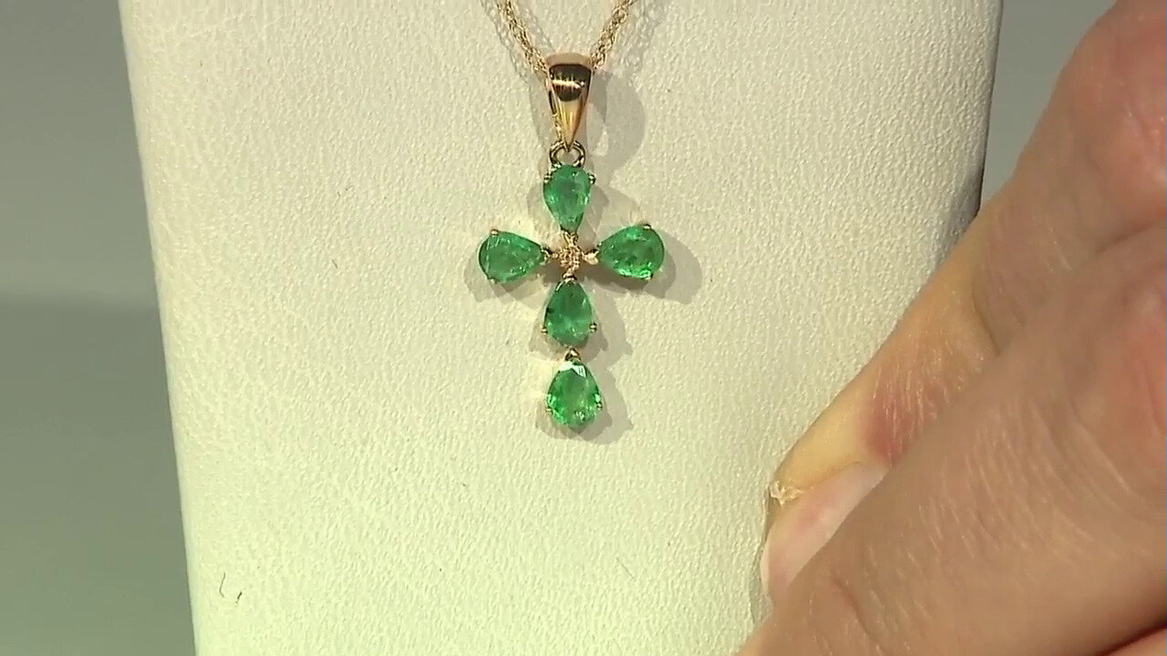 Video 10K AAA Zambian Emerald Gold Necklace