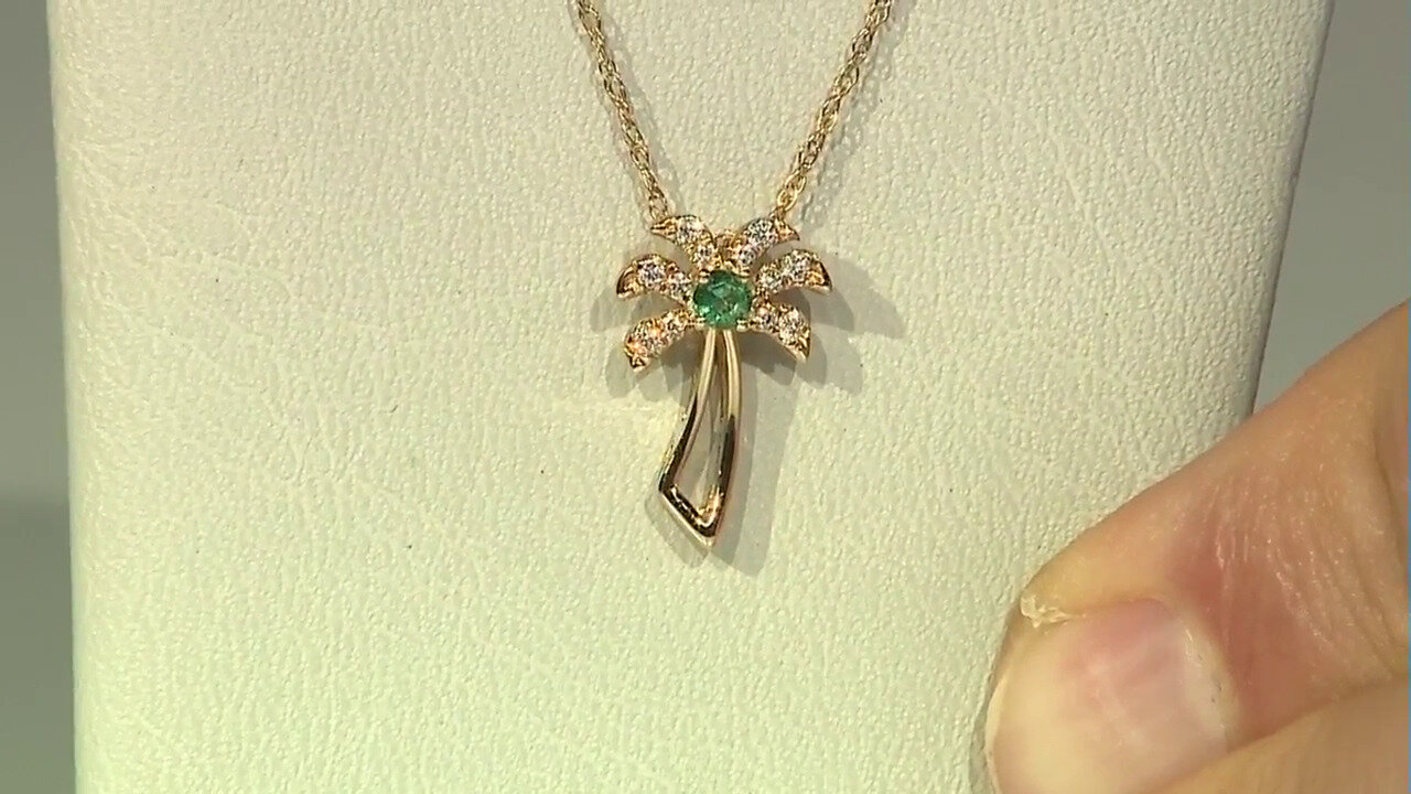 Video 10K AAA Zambian Emerald Gold Necklace