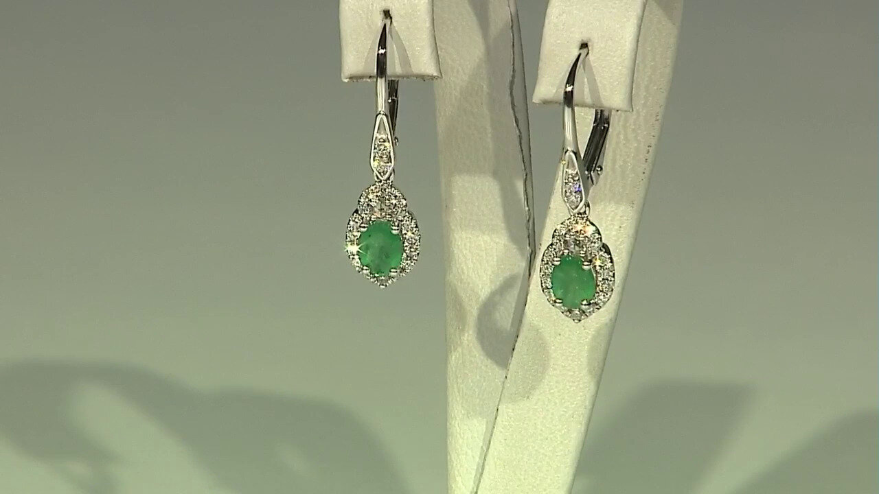 Video 10K AAA Zambian Emerald Gold Earrings