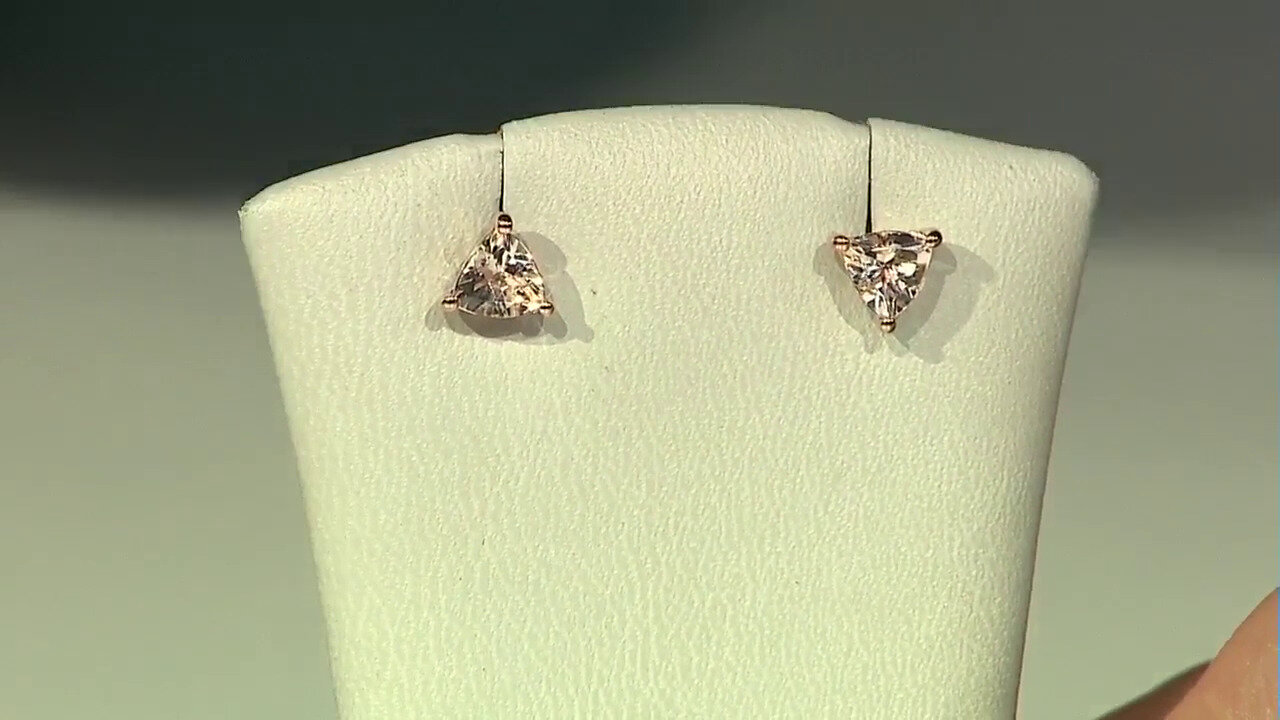 Video 10K Morganite Gold Earrings