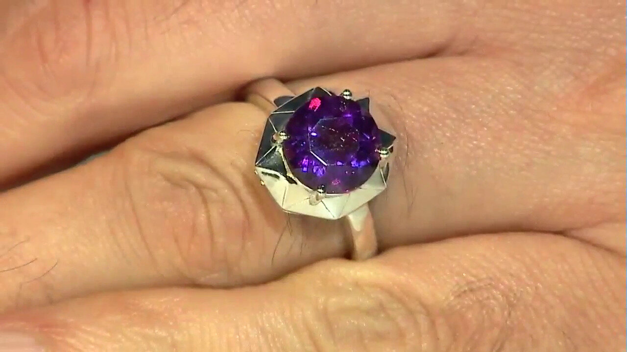 Video Zambian Amethyst Silver Ring (Pallanova)