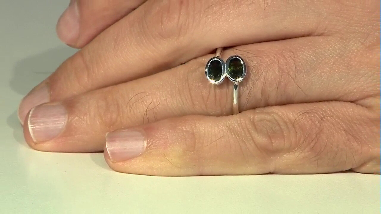 Video Bague en argent et Tourmaline bleue-verte (Pallanova)