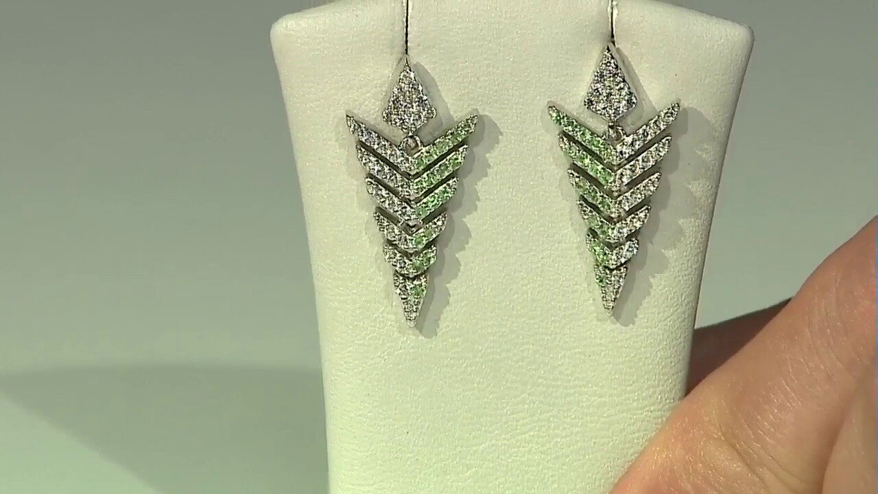 Video Boucles d'oreilles en argent et Grenat Tsavorite