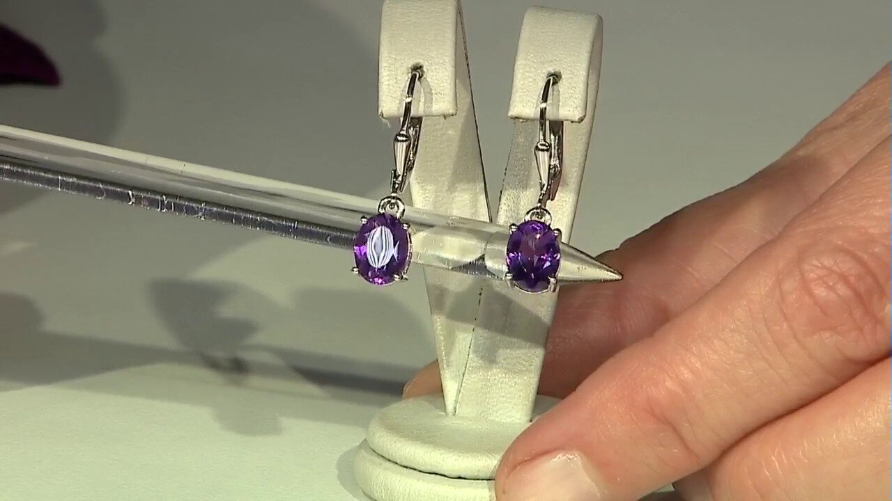 Video Boucles d'oreilles en argent et Améthyste