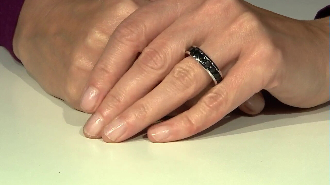 Video Black Spinel Silver Ring