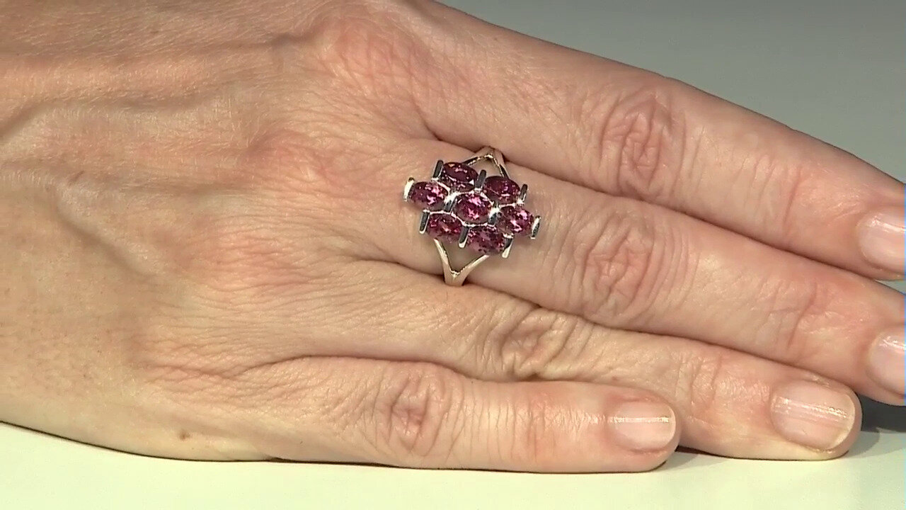 Video Brazilian Pink Tourmaline Silver Ring (Pallanova)