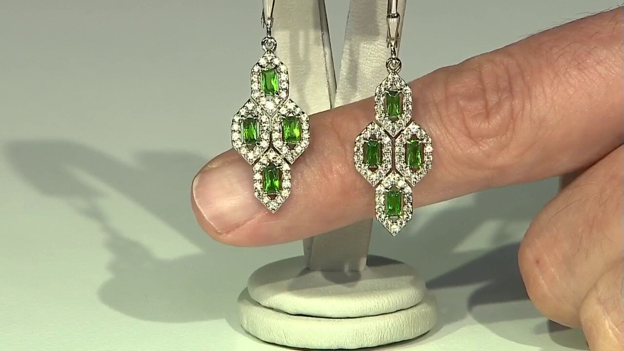 Video Boucles d'oreilles en argent et Diopside de Russie