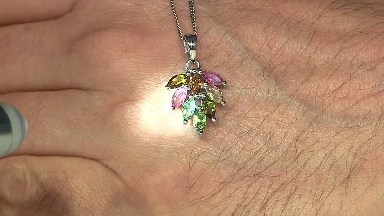 Video Fancy Tourmaline Silver Pendant