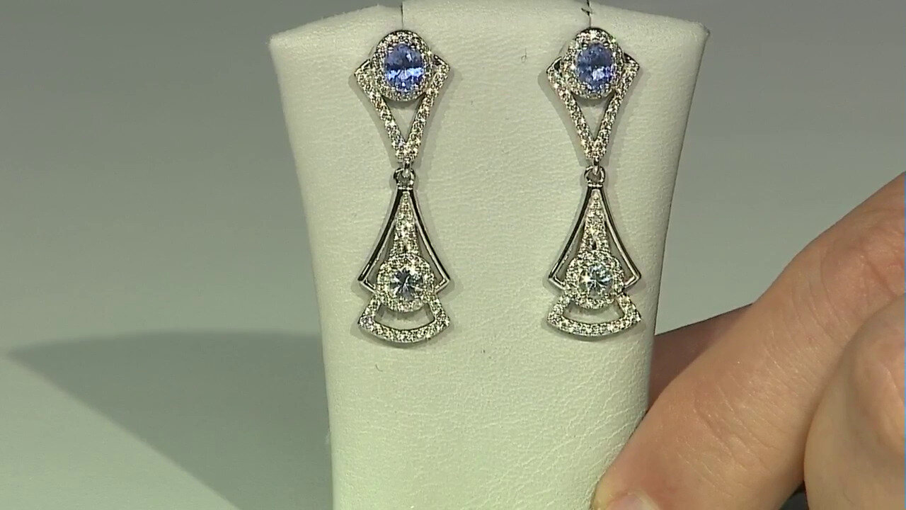 Video Unheated Ceylon Blue Sapphire Silver Earrings