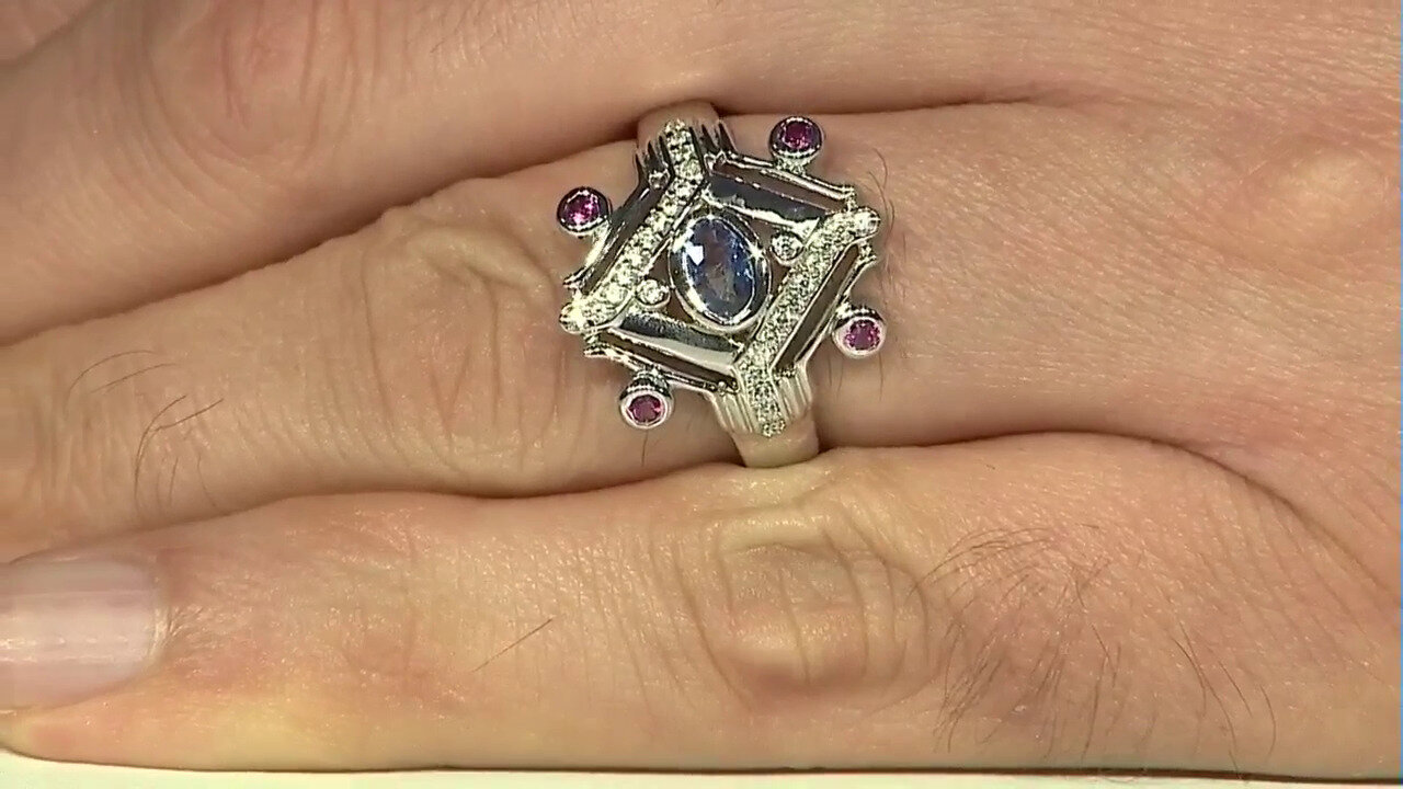 Video Anillo en plata con Zafiro azul Ceylon sin calentar