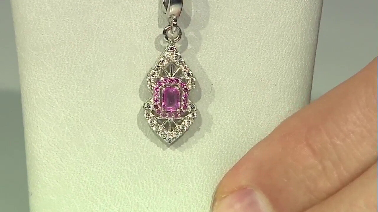 Video Pendentif en argent et Saphir de Ceylan rose non chauffé