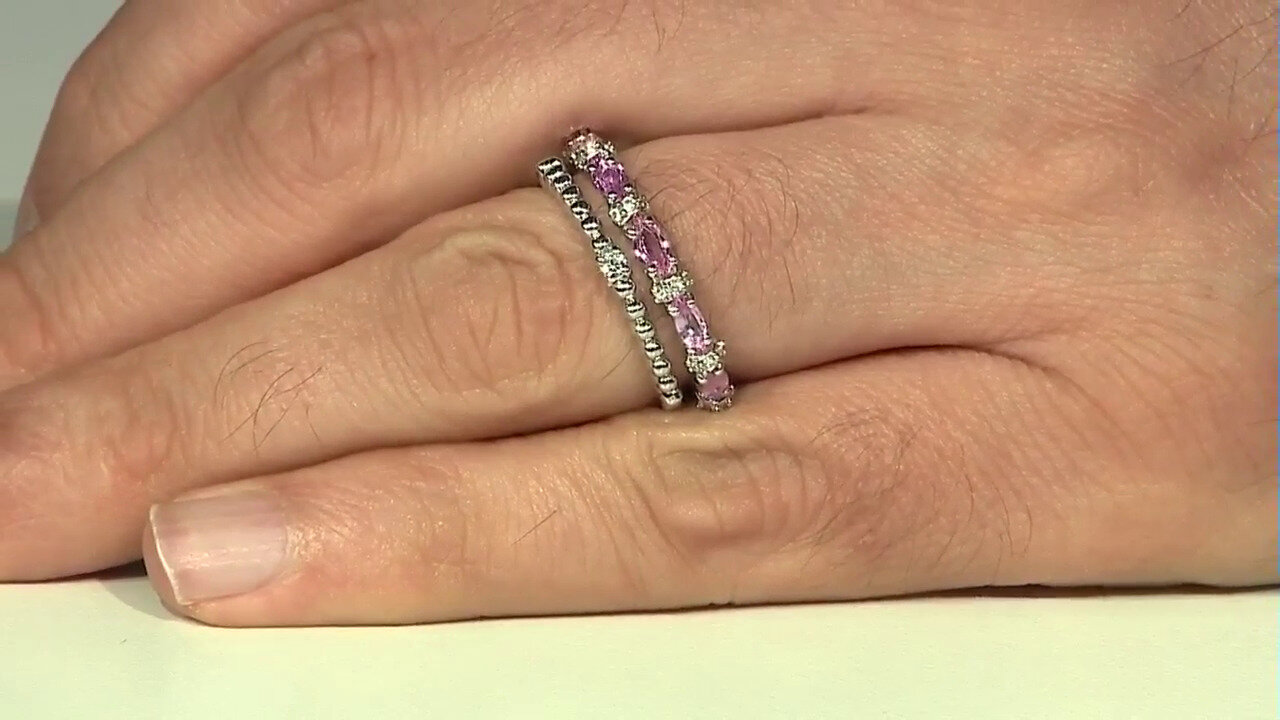 Video Unheated Ceylon Pink Sapphire Silver Ring