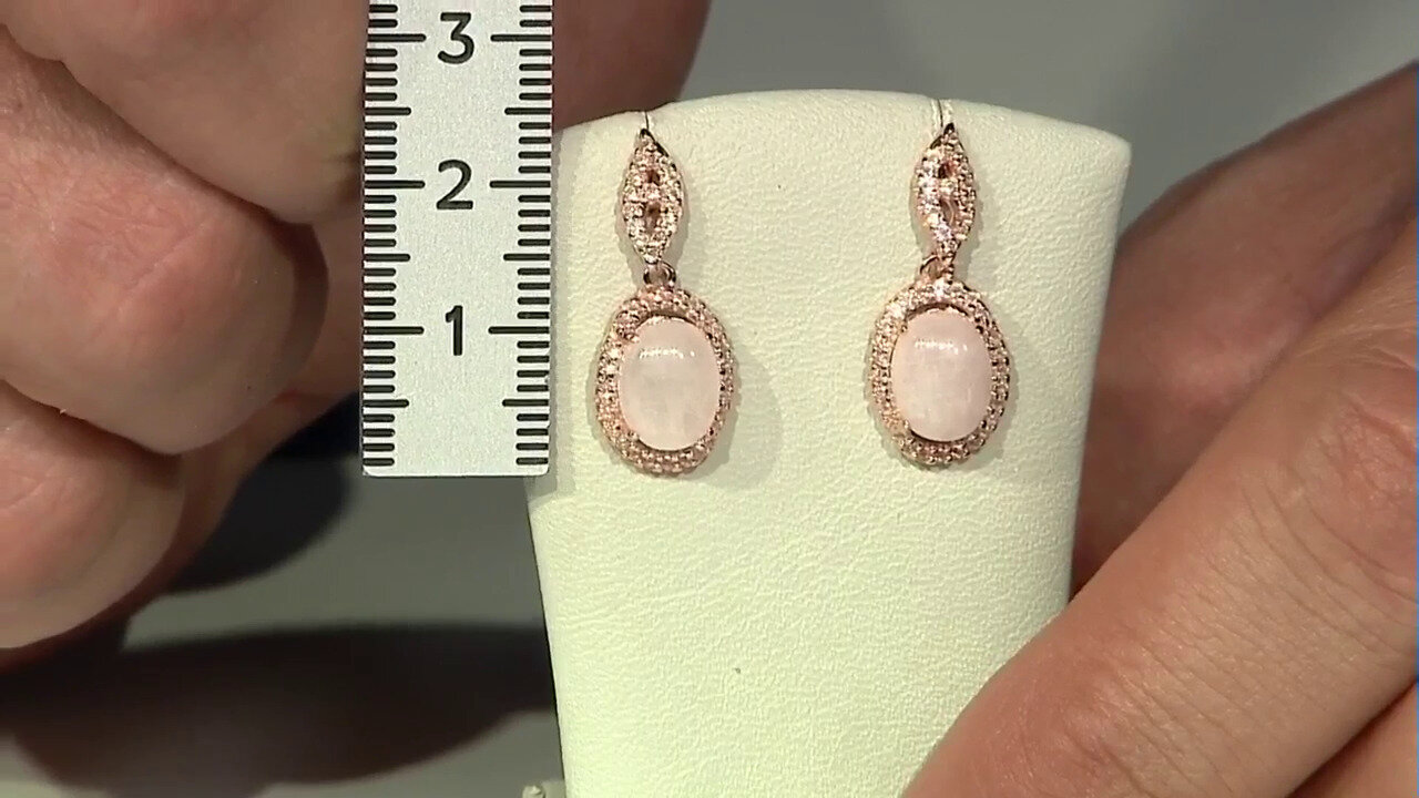 Video Rose Quartz Silver Earrings