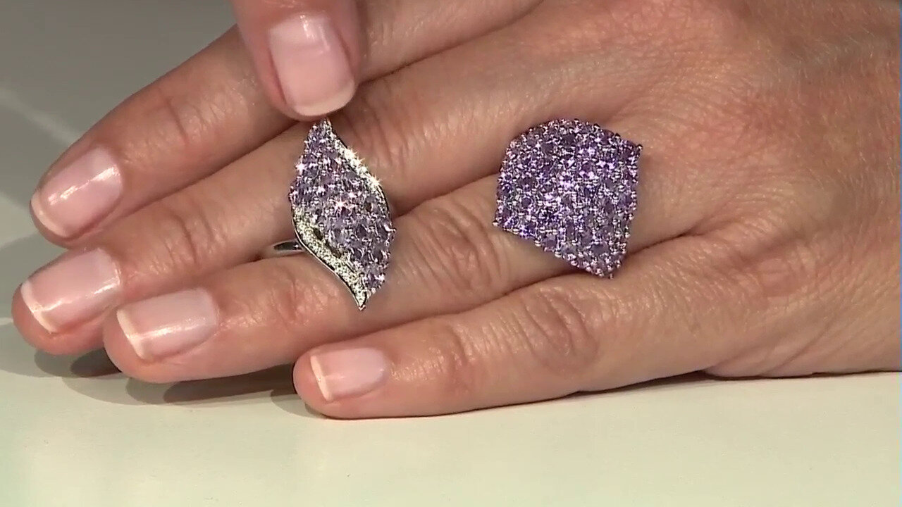 Video Zilveren ring met lavendel amethisten