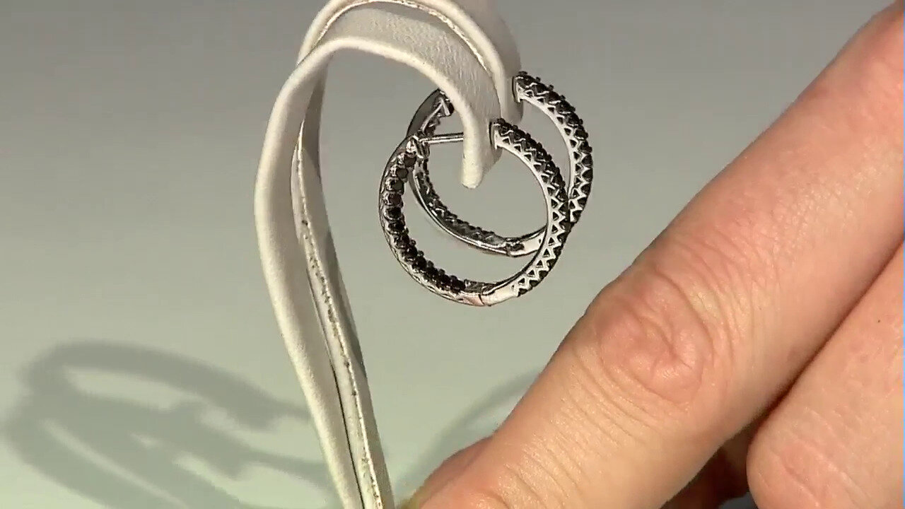 Video Boucles d'oreilles en argent et Spinelle noir