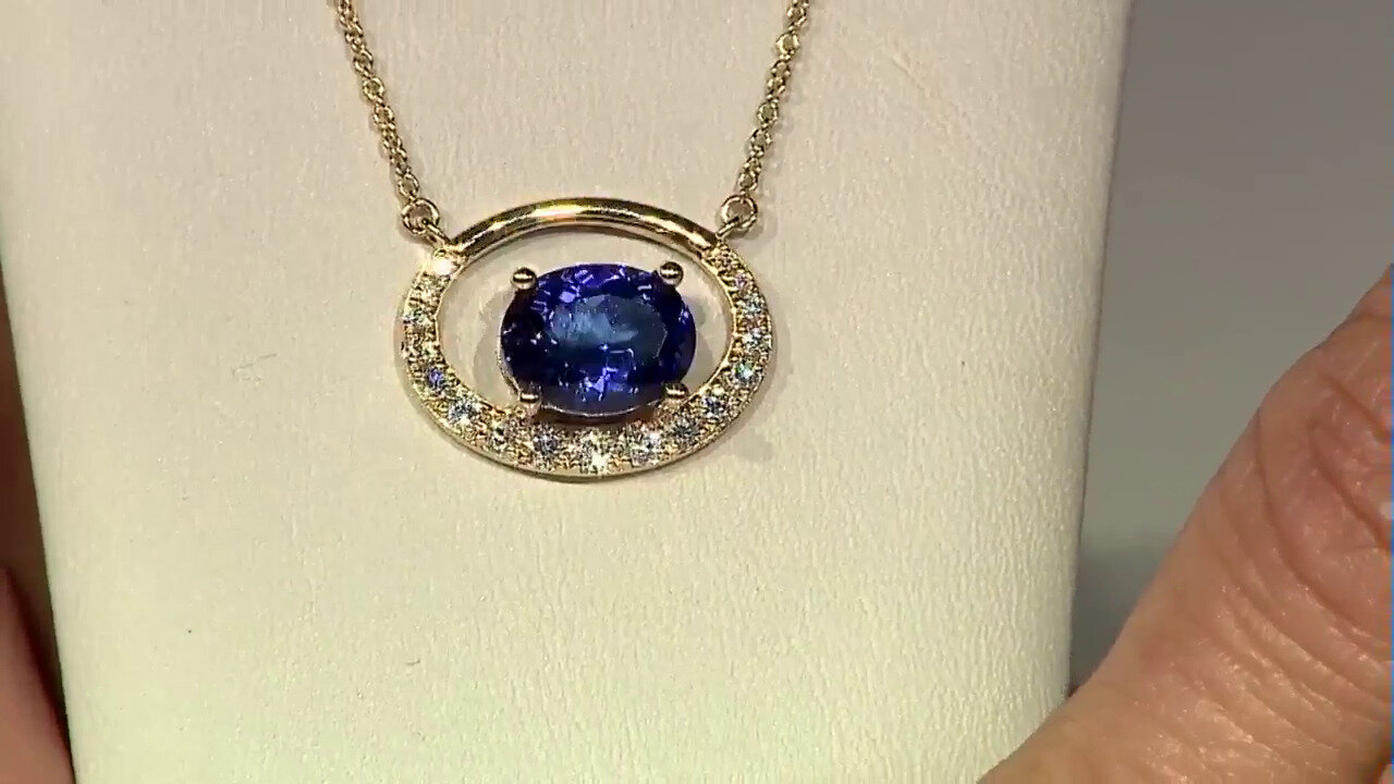 Video 9K AAA Tanzanite Gold Necklace (de Melo)