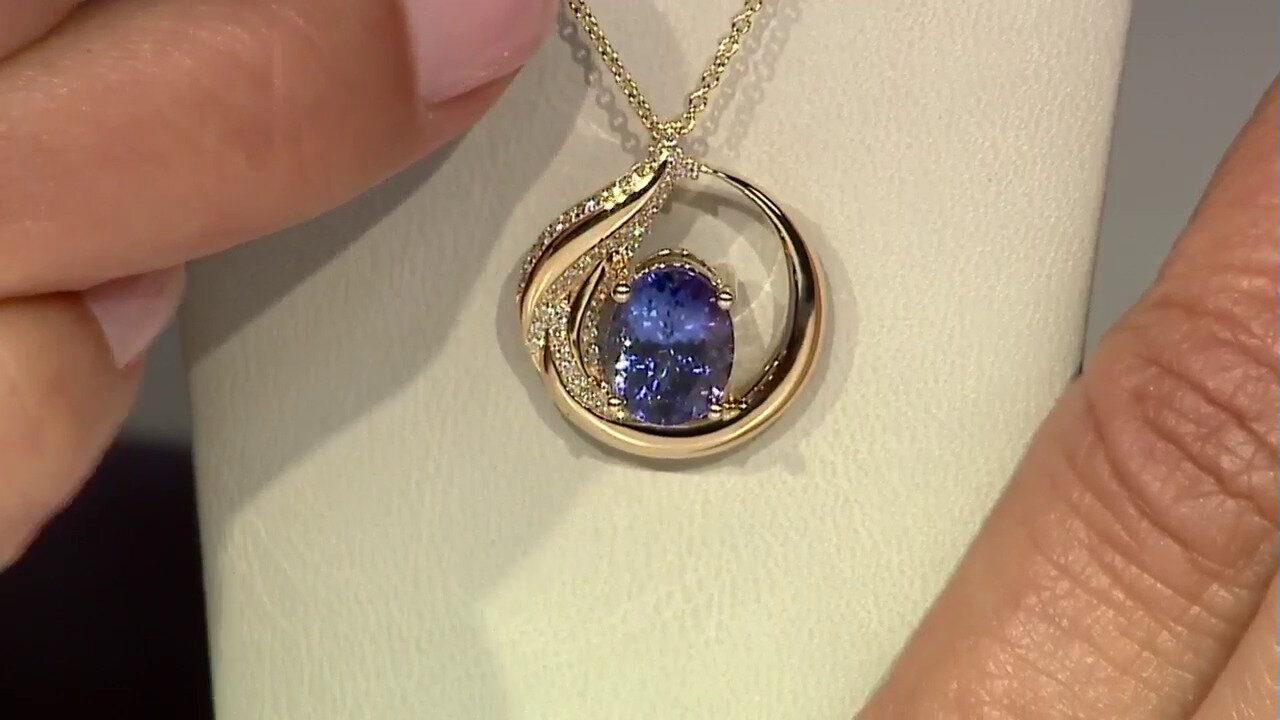 Video 9K AAA Tanzanite Gold Necklace (de Melo)