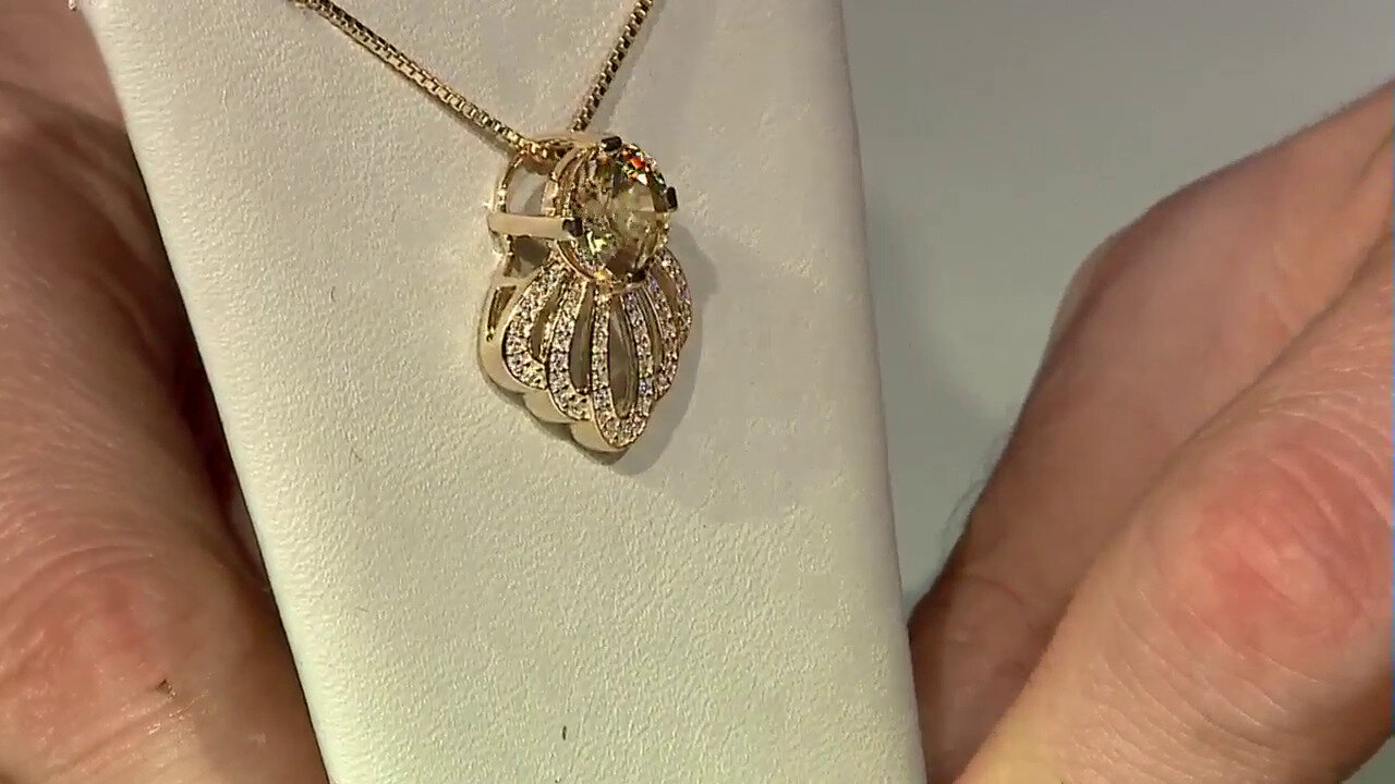 Video 9K Yellow Zircon Gold Pendant (de Melo)