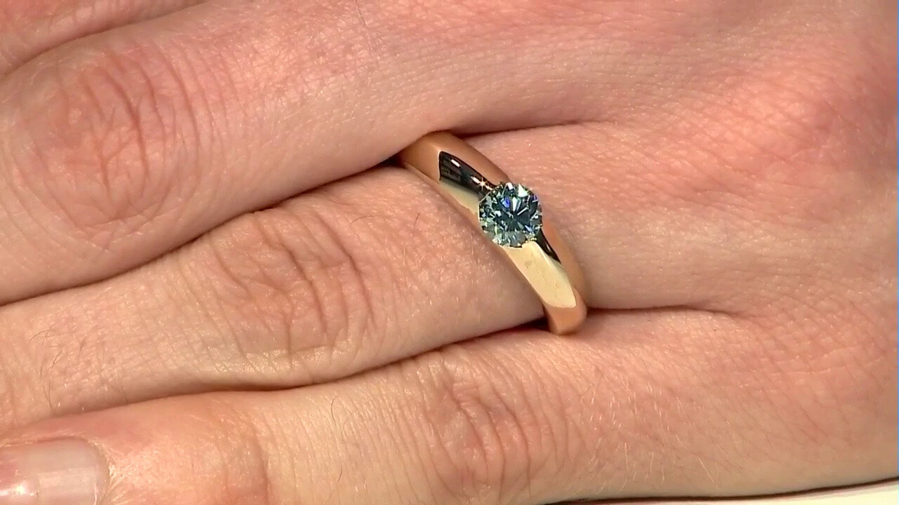 Video Bague en or et Diamant bleu VVS2 (de Melo)