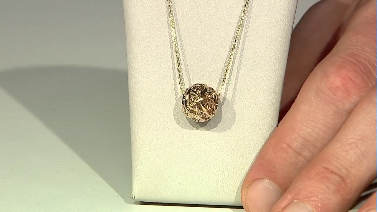 Video 9K I3 Champagne Diamond Gold Necklace (de Melo)