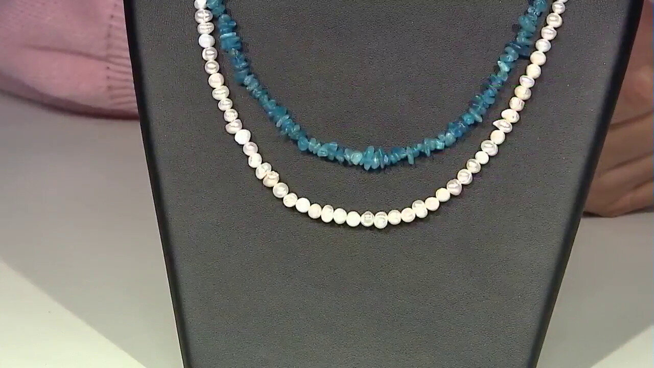 Video Collier en argent et Apatite bleu néon