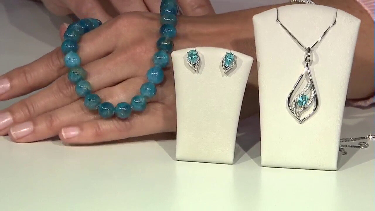 Video Blue Apatite Silver Earrings