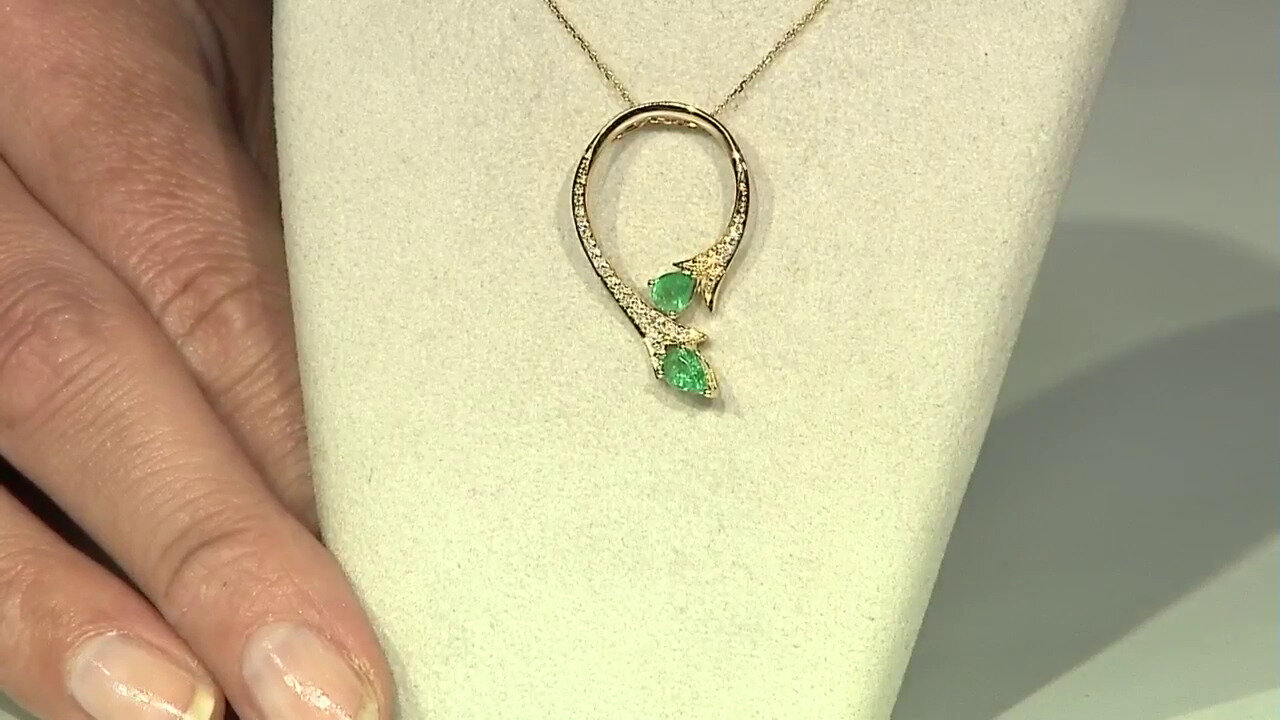 Video 10K AAA Zambian Emerald Gold Necklace