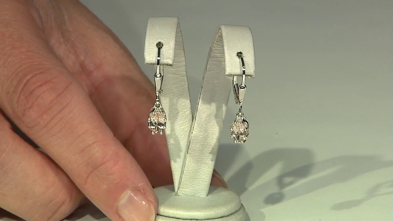 Video Morganite Silver Earrings