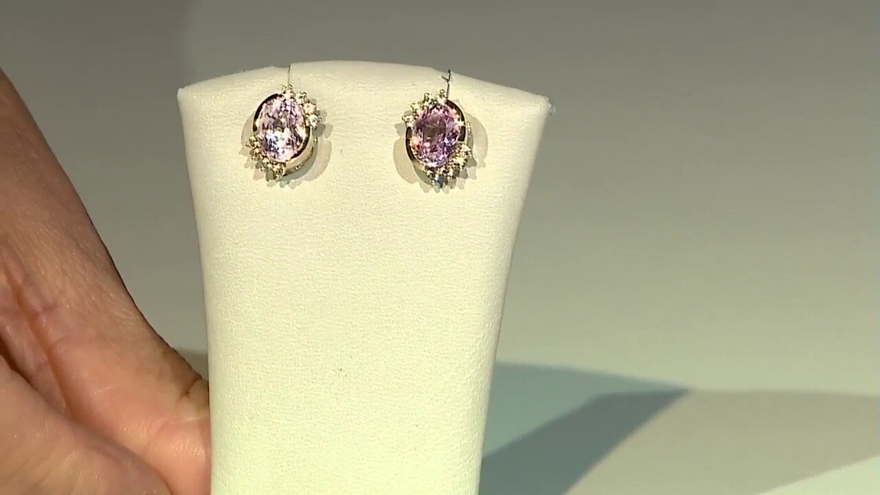 Video 9K Patroke Kunzite Gold Earrings