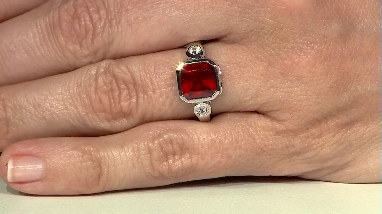 Video Hessonite Garnet Silver Ring