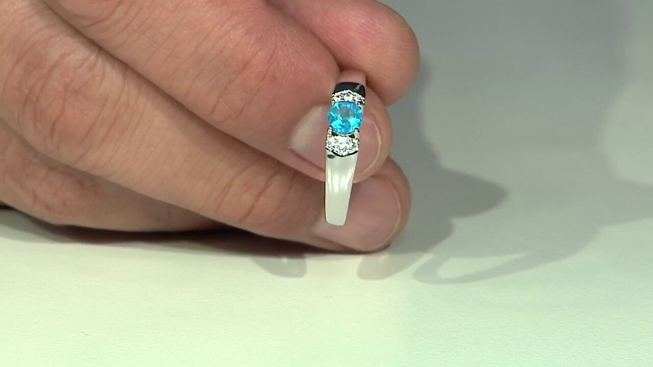 Video Anillo en plata con Apatita azul neón