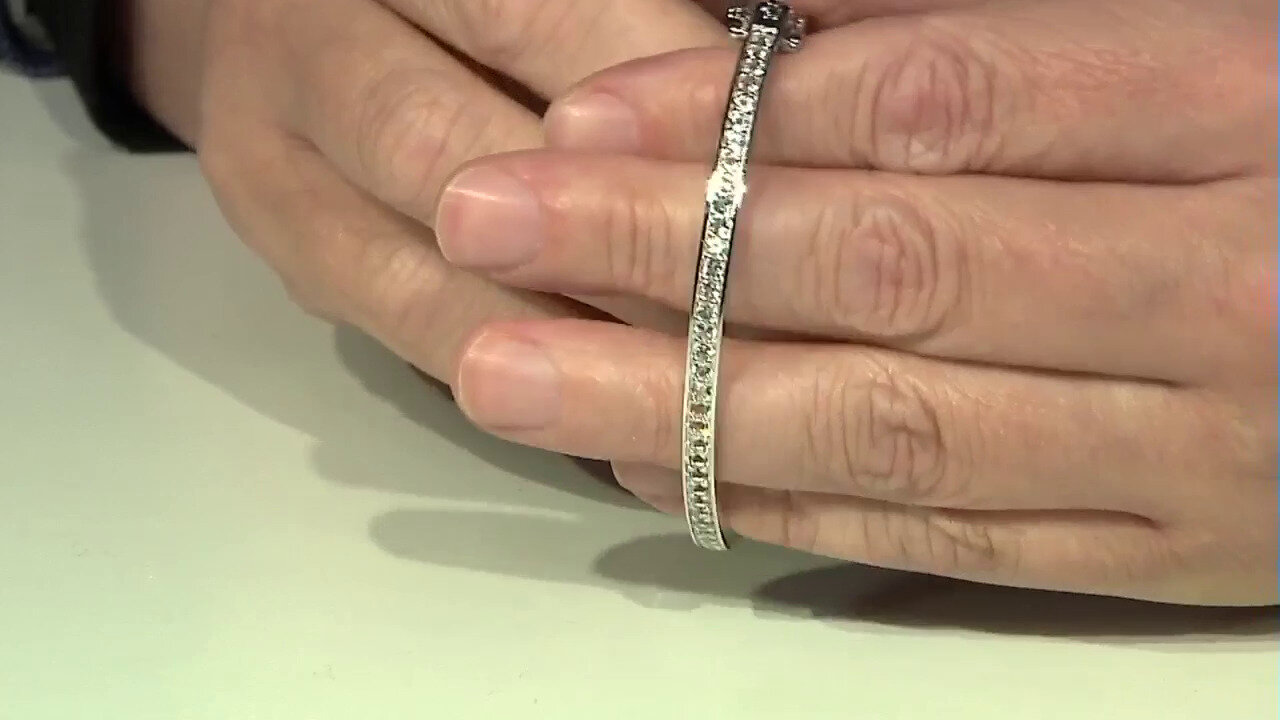 Video Zilveren armband met witte topaasstenen