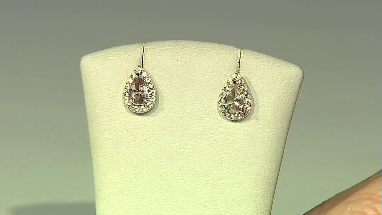 Video Morganite Silver Earrings