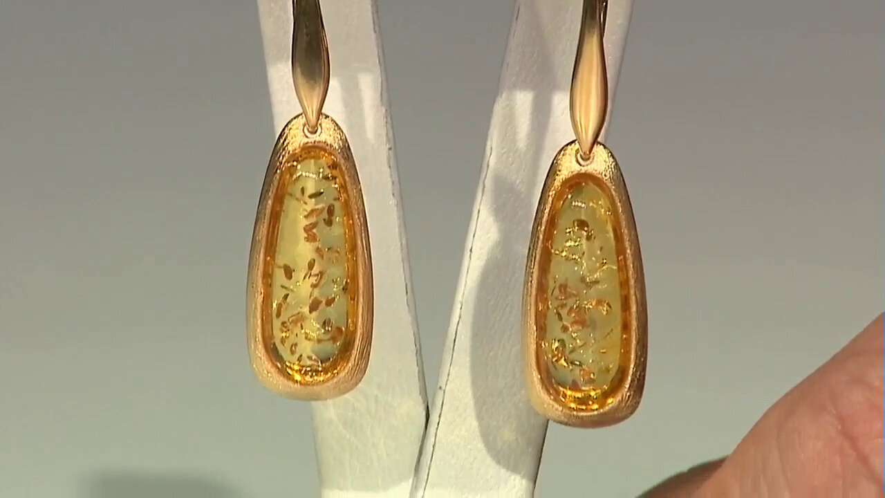 Video Cognac Baltic Amber Silver Earrings (dagen)