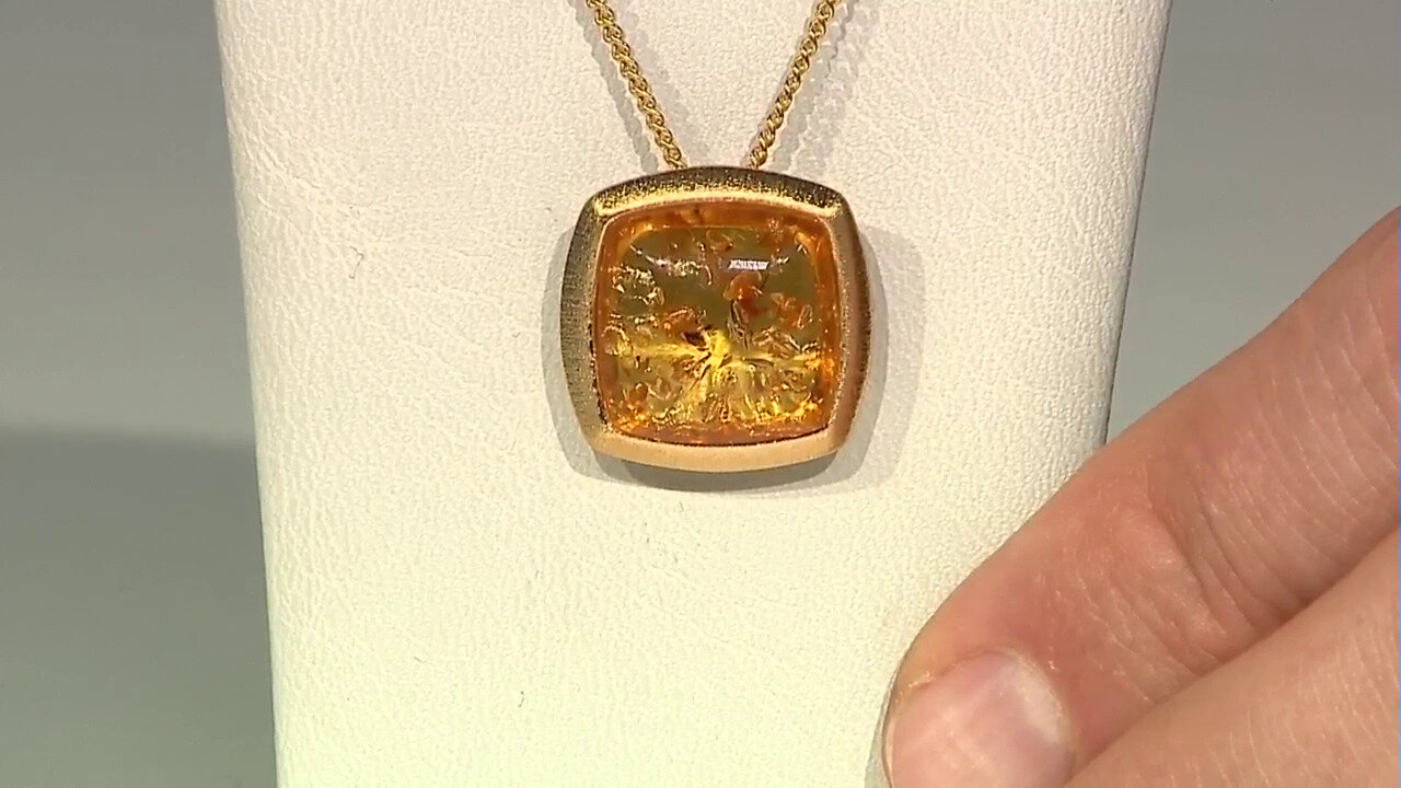 Video Pendentif en argent et Ambre baltique couleur cognac (dagen)