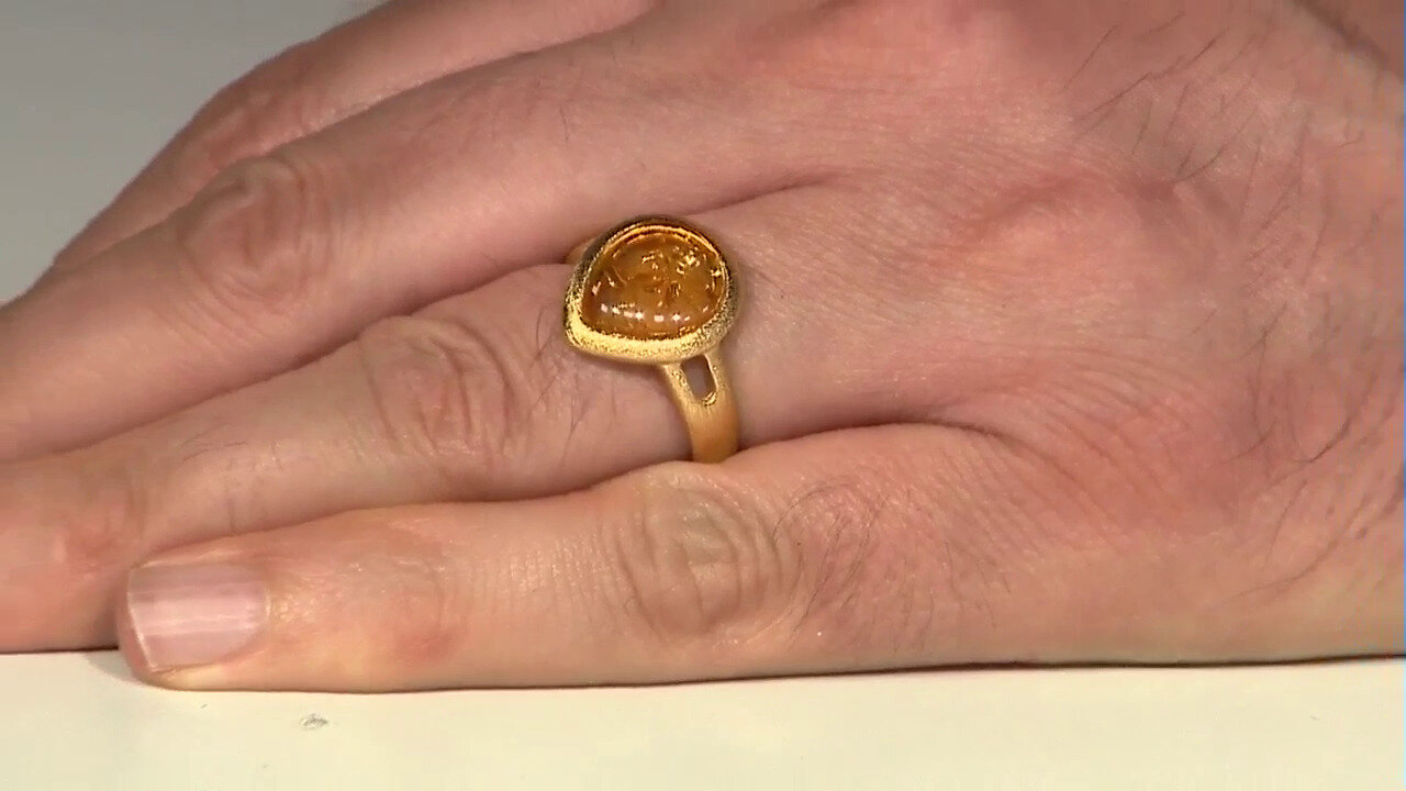 Video Anillo en plata con Ámbar báltico cognac (dagen)