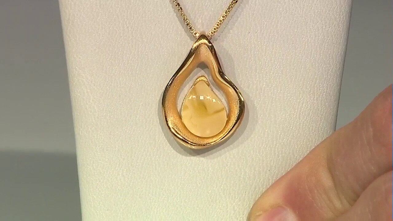 Video Milky Baltic Amber Silver Pendant (dagen)