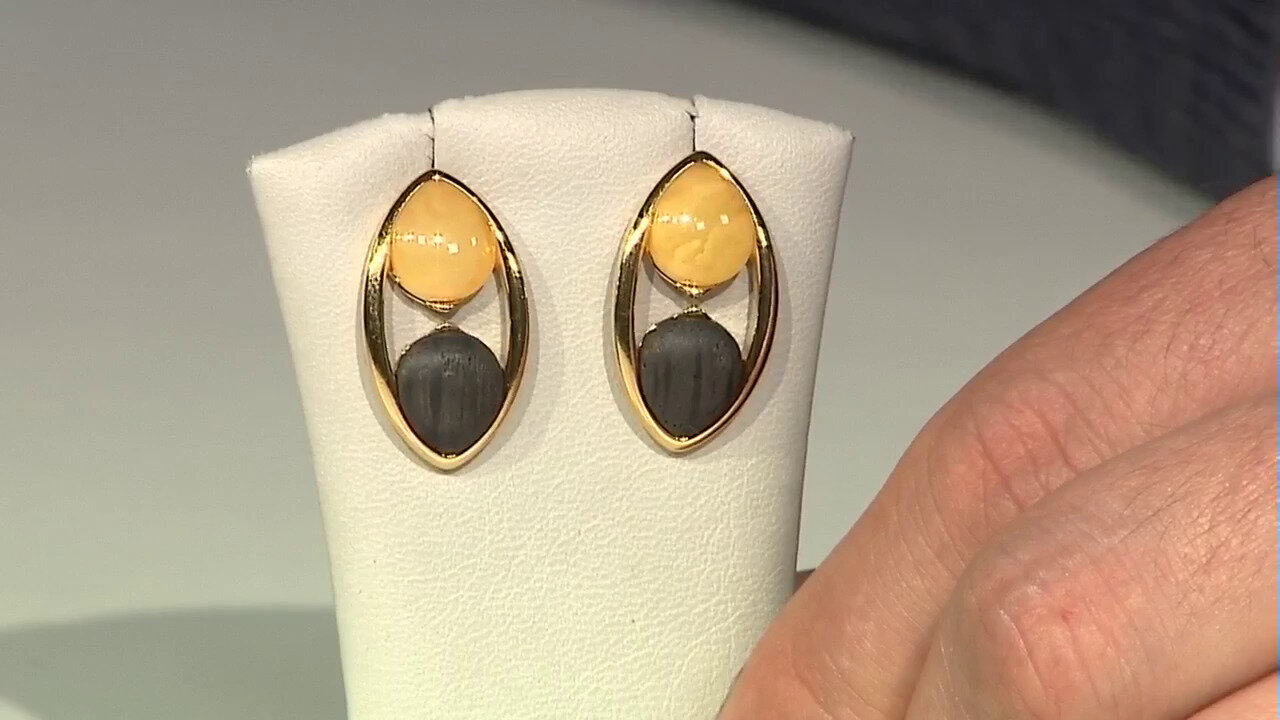 Video Boucles d'oreilles en argent et Ambre laiteux de la Baltique (dagen)