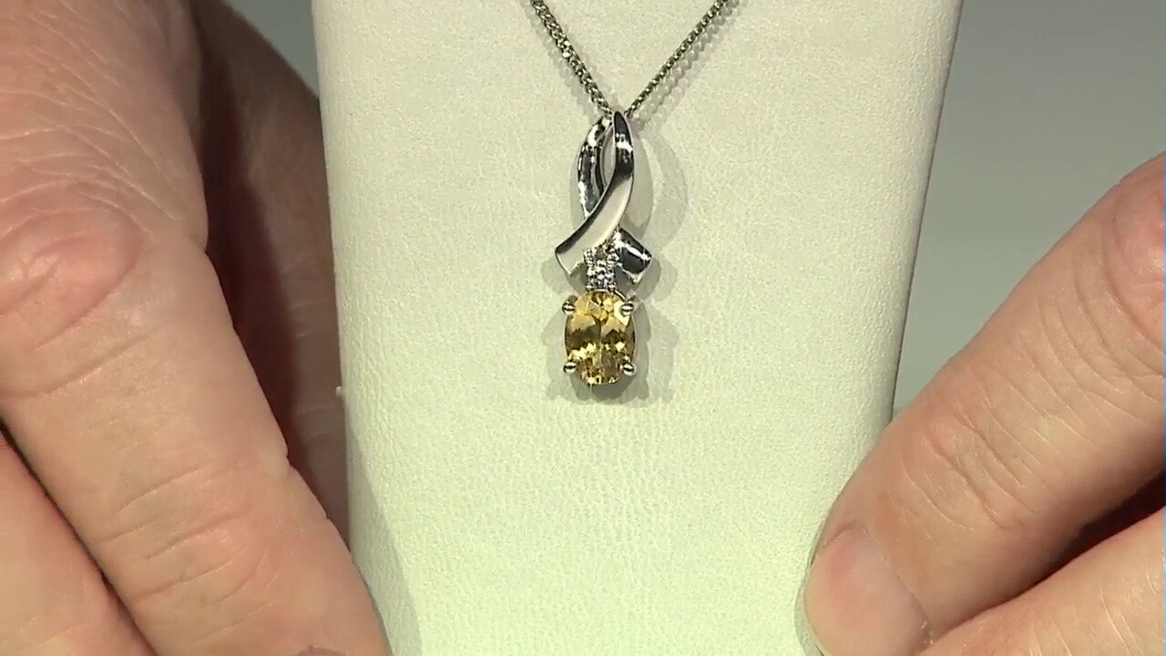 Video Pendentif en argent et Béryl jaune